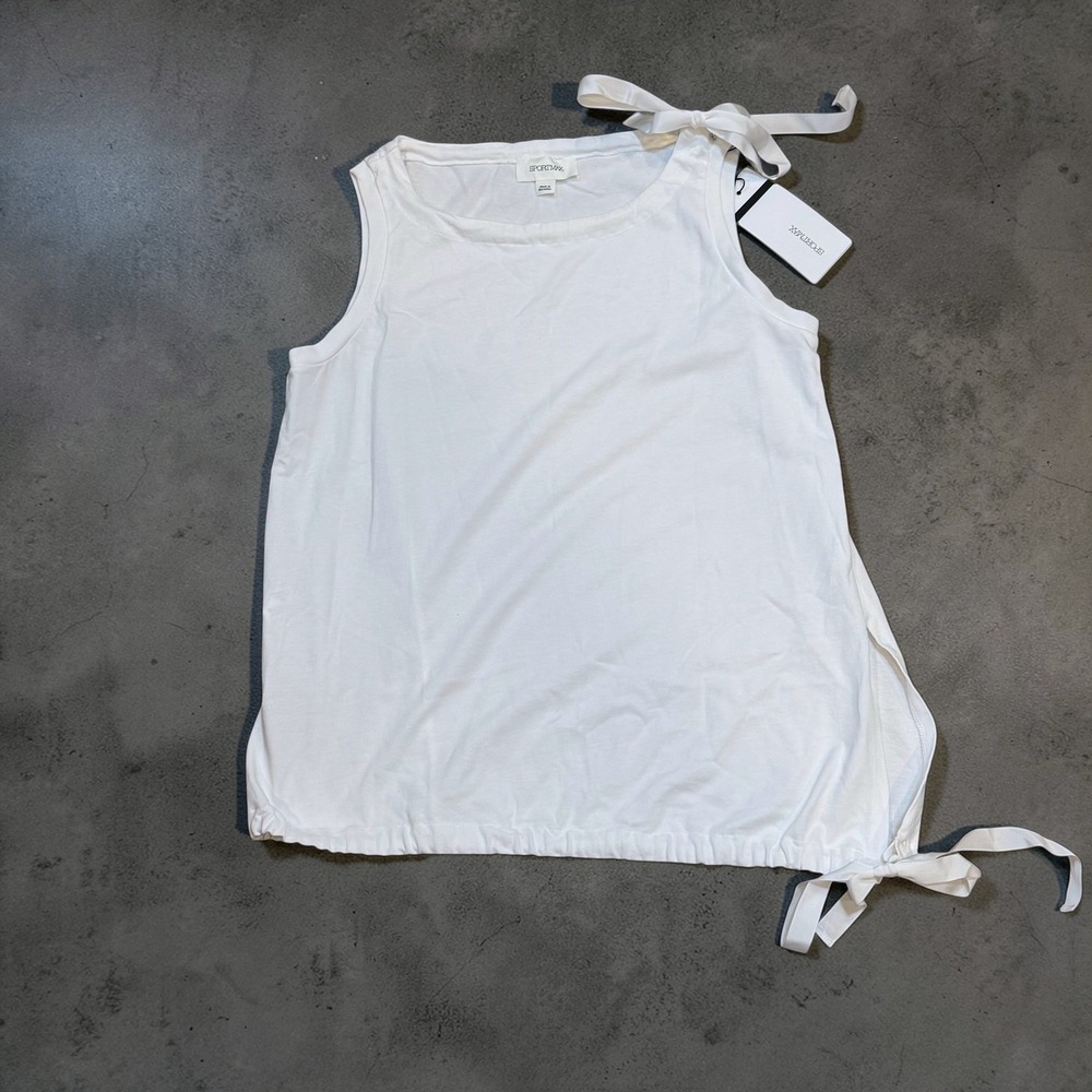 Max Mara Sport Max NWT 100% Cotton White Sleeveless Lagenlook Chic Sz M Blouse - Picture 3 of 8